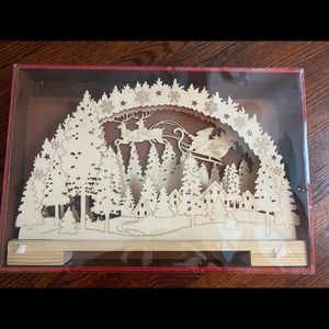 Hallmark Christmas lighted wooden Santa scene